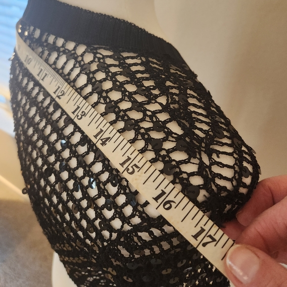 Black Sequin Long Sleeve Sheer Crop Cover - Enhance any top instantly 😃 - Picture 8 of 9